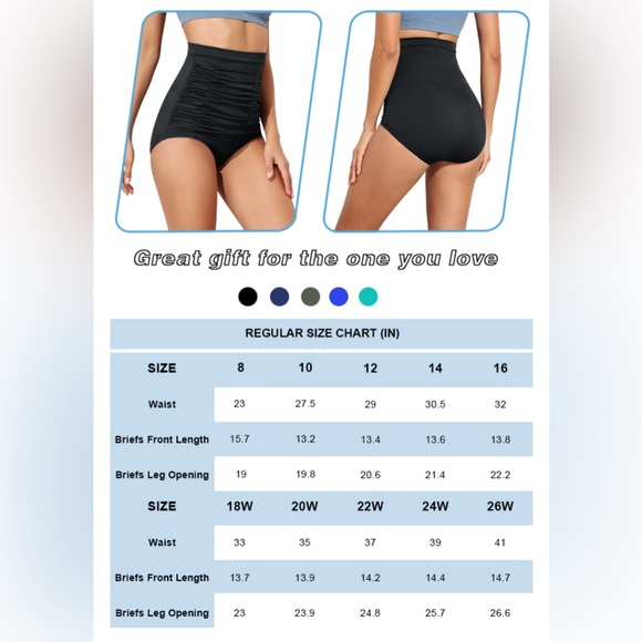 Vintage Style Super High Waisted, Shirred Bikini Bottom with Tummy Control - Picture 8 of 8